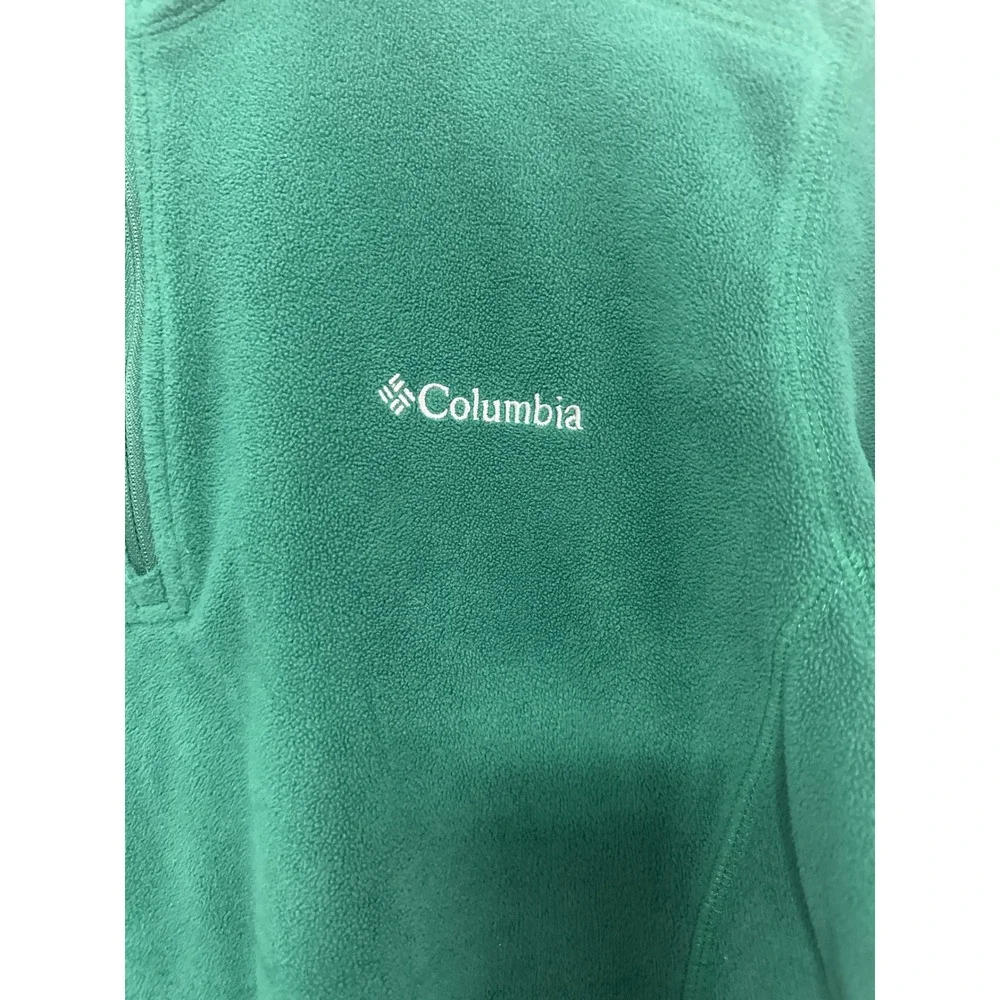 Columbia Mens Forest Green Quarter Zip Fleece Pullover Sweater Size Small